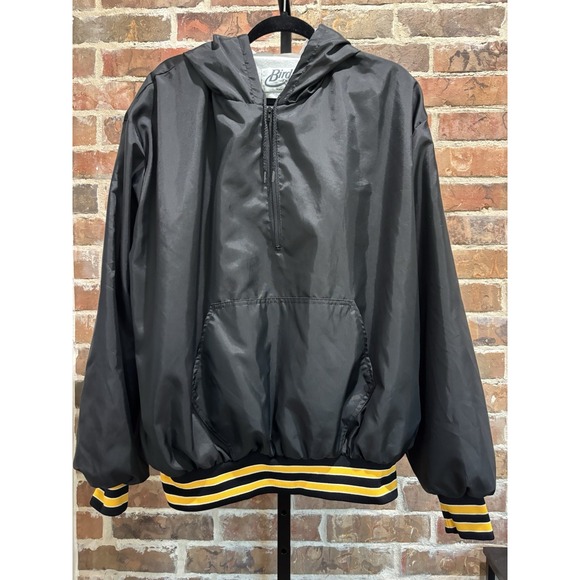 Birdies Other - Birdie by Richard A. Leslie Sz 2X Hoodie Bomber Jacket, Black w/ Yellow‎ Stripes